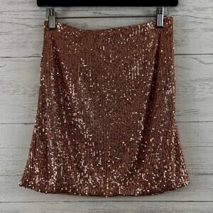 Fashion Nova Champagne Sequin Mini Skirt NWT Size M